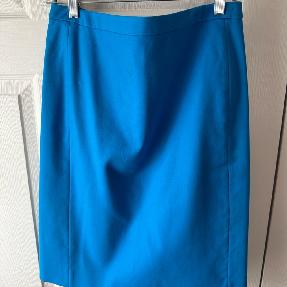 J Crew Classic Pencil Skirt in Bright Blue